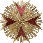 ITALY - TOSCANA
Order of St. Stephen
Knight Grand Cross Star. Breast star, 77 mm., gilt Copper, with applied arms, set with red enamel, bright polis...