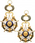 PARAGUAY
ORDER OF NATIONAL MERIT
Grand Cross Badge, instituted in 1825. Sash Badge, 98x60 mm, bronze gilt, both sides enameled, with laurel wreath s...