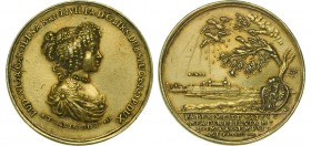 POLAND
Ludovica Carolina Princess Radziwill, Medal, 1675, Danzig
Gilt Silver (31.5 g). Orphaned Princess in elaborate coiffure and rich drapery r. L...