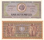 ROMANIA
100000 Lei (25.1.1947) dated 25 th of January 1947
Pick 59a. XF+Estimate: 50 - 100