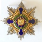 ROMANIA
ORDER OF THE STAR OF ROMANIA, 1864
Grand Cross Star, 1st Model (1877), for Military. Breast Star with Swords, 97 mm, Silver, superimposed pa...