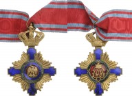 ROMANIA
ORDER OF THE STAR OF ROMANIA, 1864
Commander's Cross, 1st Model for Civil. Neck Badge, 95x63 mm, gilt Bronze, both sides dark blue enameled,...