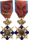 ROMANIA
ORDER OF THE STAR OF ROMANIA, 1864
Officer 's Cross, 2nd Model (1932), for Military in Time of War. Breast Badge, 62x40 mm, gilt Bronze, bot...