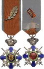 ROMANIA
ORDER OF THE STAR OF ROMANIA, 1864
Knight's Cross, 2nd Model Military. Breast Badge, 62x40 mm, Bronze silvered, both sides enameled original...