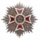 ROMANIA
ORDER OF THE CROWN OF ROMANIA, 1881
Grand Cross Star 1st Type, Civil, 85 mm, Silver, superimposd parts enameled, with pin and two side hooks...