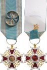 ROMANIA
ORDER OF THE CROWN OF ROMANIA, 1881
Officer 's Cross, 1st Model, Civil. Breast Badge, 38 mm, gilt Bronze, both sides enameled, original ring...