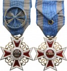 ROMANIA
ORDER OF THE CROWN OF ROMANIA, 1881
Officer 's Cross, 1st Model, Civil. Breast Badge, 47 mm, gilt Silver, maker's mark "KF-Kretly Freres", A...
