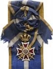 ROMANIA
ORDER OF THE CROWN OF ROMANIA, 1881
Grand Cross Badge, 2nd Model, Military. Sash Badge, 80x60 mm, Bronze gilt, both sides red enameled,origi...