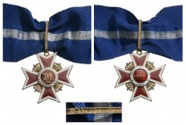 ROMANIA
ORDER OF THE CROWN OF ROMANIA, 1881
Commander's Cross, 2nd Model (1932) for Civil. Neck Badge, 46 mm, gilt Silver, hallmarked "ARG" maker's ...