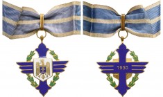 ROMANIA
ORDER OF THE AERONAUTICAL VIRTUE, 1930
Commander`s Cross, 1st Model, for Civil. Neck Badge, 67x58 mm, gilt Bronze, original suspension ring,...