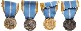 ROMANIA
The "Aeronautical Virtue" Medal, Civil
Set 1-2 Classes. Breast Badges, 32 mm, gilt Bronze and silvered Bronze, original rings and ribbons. (...