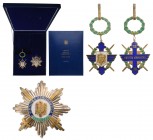 ROMANIA - REPUBLIC
Order of "Aeronautial Virtue"
Grand Officer Set for Military in Time of War. Neck Badge, 96x52 mm, gilt Silver, hallmarked "925",...
