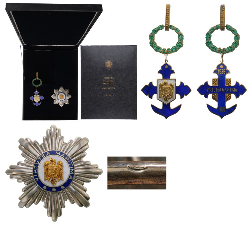 ROMANIA - REPUBLIC
Order of "Maritime Virtue"
Grand Officer Set for Civil. Nec...