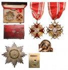 RUSSIA
ORDER OF SAINT STANISLAS
Grand Cross Set, 2nd Class, instituted in 1765. Sash Badge, 66 mm, GOLD, enameled, maker's mark "BA - EDOUARD", hall...