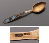 RUSSIA
Silver-gilt tea spoon
Enamel on spatula with geometric decoration, caucasian work, import guarantee stamp "1 * 875", weight 14g, length 12 cm...