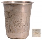 RUSSIA
Silver water tumbler
Flat-bottomed model, geometrical and structured carving all around, 7 cm high, weight 81 g, "84" standard guarantee, Mos...