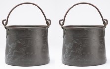 RUSSIA
Copper metal bucket
Copper metal bucket, handle and body decorated with engraved floral motifs for the new year 1914-1915. Indications in Rus...