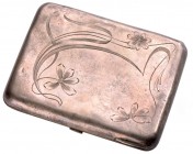 RUSSIA
Silver cigarette case
Rectangular format 10x8 cm, carving of flowers, weight 135 g, some small bumps, "84" standard guarantee, kokoshnik Mosc...