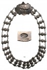 RUSSIA
Silver and niello belt of splendor
Long model consisting in successive sections of cabochons, buckles with moldings, clasp in the form of dag...