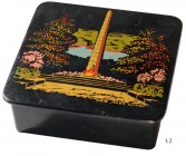 RUSSIA
Square box, darkness and lacquered wood
Lid paints about commemorative obelisk in Park Slavi (Park of Glory) in Kiev, dedicated to the memory...