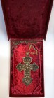 RUSSIA
Orthodox Dignitary's Old Pectoral Cross 
Orthodox dignitary's pectoral old cross in bronze, chiseled bulbous endings, on the sculpted face th...
