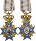 SERBIA & KINGDOM OF YUGOSLAVIA
ORDER OF SAINT SAVA
Officer's Cross Miniature, 4th Class, 1st Type, instituted in 1883. Breast Badge, 23x14 mm, GOLD,...