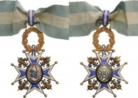 SPAIN
Order of Charles III 
Commander's Cross, 1819-1838, 3rd Class, instituted in 1771. Neck Badge, 75x49 mm, GOLD, ca. 32 g., both sides enameled,...