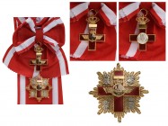 SPAIN
ORDER OF AERONAUTICAL MERIT
Grand Cross Set Red Division , 1st Class, instituted in 1945. Sash Badge, 60x43 mm, gilt Silver, multipart constru...