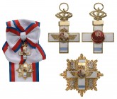 SPAIN
ORDER OF AERONAUTICAL MERIT
Grand Cross Set Blue Division , 1st Class, instituted in 1945. Sash Badge, 61x42 mm, gilt Silver, multipart constr...