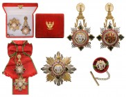 THAILAND
ORDER OF THE WHITE ELEPHANT
Special Class. Grand Cross Set of the Order. Sash Badge, 127x73 mm., gilt SIlver, as a stylized, four-armed cro...