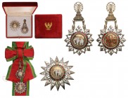 THAILAND
ORDER OF THE WHITE ELEPHANT
Grand Cross Set, 1st Class, 2nd Type. Sash Badge, 105x57 mm., gilt SIlver, the reverse bearing red enameled mon...