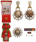 THAILAND
ORDER OF THE WHITE ELEPHANT
Grand Cross Set, 1st Class, 2nd Type. Sash Badge, 105x60 mm., gilt SIlver, the reverse bearing red enameled mon...