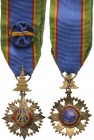 THAILAND
ORDER OF THE CROWN OF SIAM
Officer's Badge, 4th Class, 2nd Type, instituted in 1869. Breast Badge, 55x32 mm., gilt Silver, hallmarked, numb...