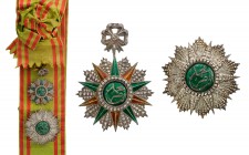TUNISIA
ORDER OF NICHAN AL IFTIKHAR
Grand Cross Set, 1st Class, Mohamed es Sadok Bey (1859 - 1882). Sash Badge, 87x63 mm, Silver, central medallion ...