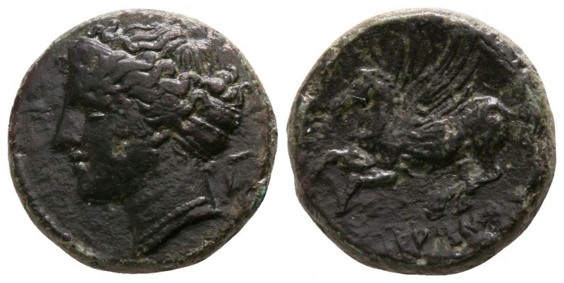 Bronze Æ
Sicily. Syracuse. Hieron II (275-215 BC), Head of Arethusa left, hair ...