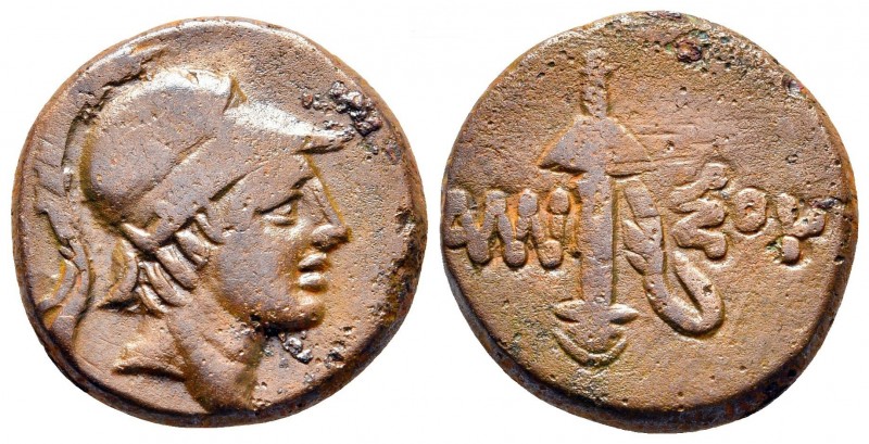 Bronze Æ
Pontos, Amisos, c. 111-105 or 95-90 BC, Mithradates VI Eupator, Helmet...