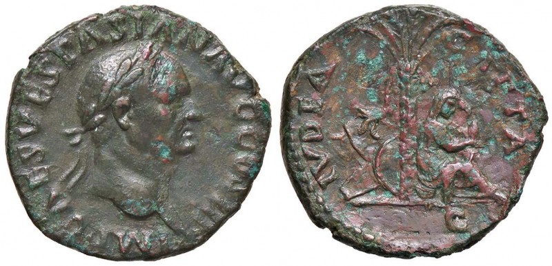 As Æ
Vespasian (69-79), IMP CAES VESPASIANVS AVG COS III / Judaea, in attitude ...