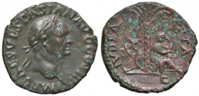 As Æ
Vespasian (69-79), IMP CAES VESPASIANVS AVG COS III / Judaea, in attitude of mourning, seated right beneath palm tree, SC in exergueRome
26 mm,...