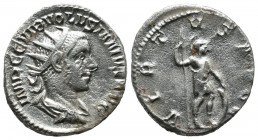 Antoninian AR
Volusianus, 251-253, Rome, IMP C C VIB VOLVSIANVS AVG, radiate, draped and cuirassed bust right / VIRTVS AVGG, Virtus standing right, h...