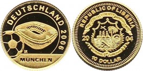 10 Dollars AV
Liberia, World Cup 2006, München, Gold 585
14 mm, 1,24 g