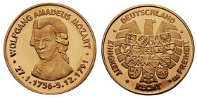 Medal AV
W.A. Mozart, Germany, Einigkeit, Recht, Freiheit, Gold 585/1000
11 mm, 0,5 g