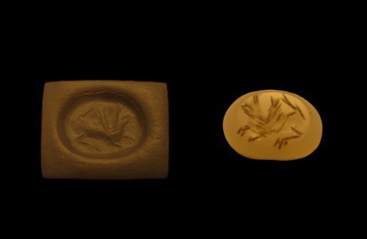 Sassanid seal from agate, griffin , 5th-6th century AD, 15 x 10 mm