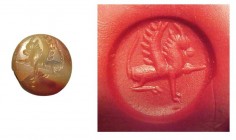 Sassanid seal from agate, griffin, 5th-6th century AD, 13 x 11 mm