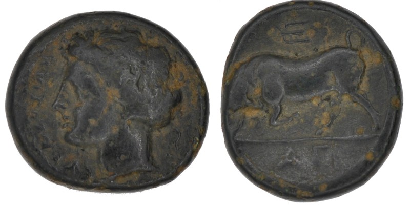 Sicily, Syracuse. Agathokles. 317-289 BC. Æ Trias(?) (16mm, 3.69g, 9h). Struck 2...