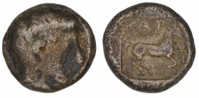 Troas, Gargara. Circa 450-400 BC. AR Tetrobol (11mm, 1.78 g, 11h). Bare head of male right / Horse running right within incuse square. SNG von Aulock ...