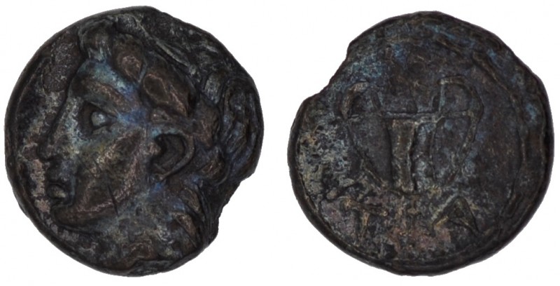 Aiolis Temnos. 4th century BC. AR obol (9mm, 0.80g, 11h). Laureate head of Apoll...