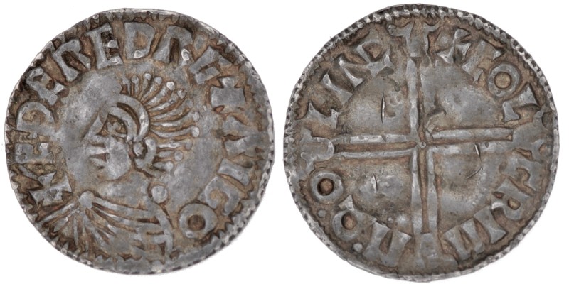 England. Aethelred II. 978-1016. AR Penny  (20mm, 1.74g, 4h). Long Cross type (B...