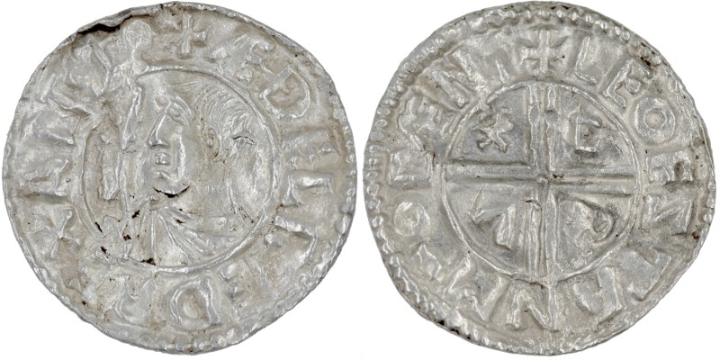 England. Aethelred II. 978-1016. AR Penny (18mm, 1.36g, 2h). Crux type (BMC iiia...
