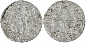 England. Aethelred II. 978-1016. AR Penny (20mm, 1.18 g, 3h). Crux type (BMC iiia, Hild. C). Colchester mint; moneyer Wulfwine. Struck circa 991-997. ...