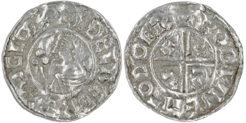 England. Aethelred II. 978-1016. AR Penny (20mm, 1.36g, 12h). Crux type (BMC iii...